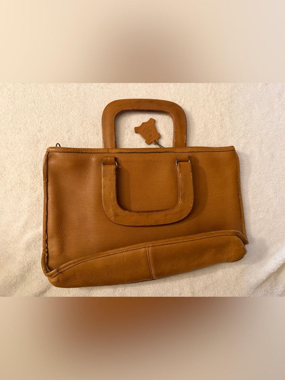 Vintage Original Bell Cognac Leather Structured Top Handle Handbag